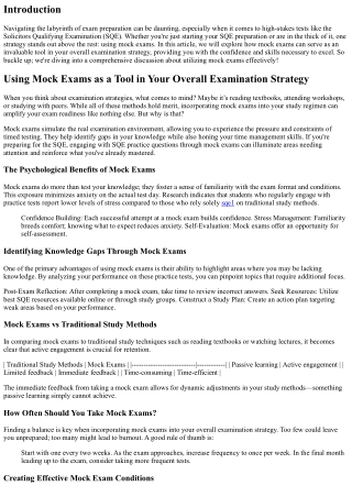 Using Mock Exams as a Tool in Your Overall Examination Strategy
