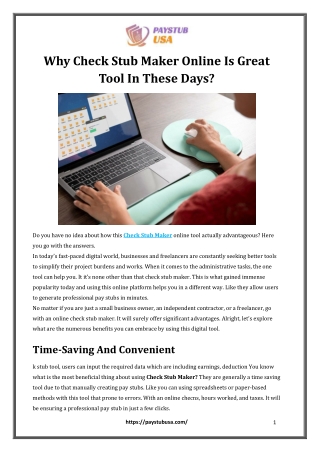 Why Check Stub Maker Online Is Great Tool In These Days