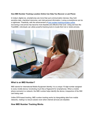 How IMEI Number Tracking Location Online Can Help You Recover a Lost Phone