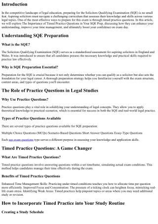 The Importance of Timed Practice Questions in Your SQE Prep