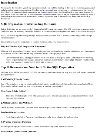 Top 10 Resources You Need for Effective SQE Preparation