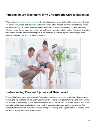 Personal Injury Treatment Why Chiropractic Care Is Essential