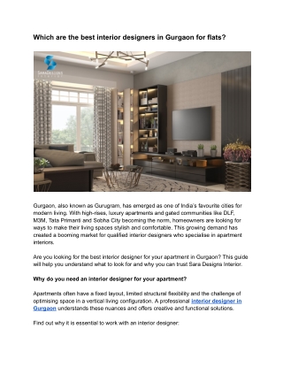 Which are the best interior designers in Gurgaon for flats