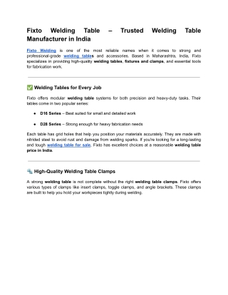 Fixto Welding Table PDF Submission Content