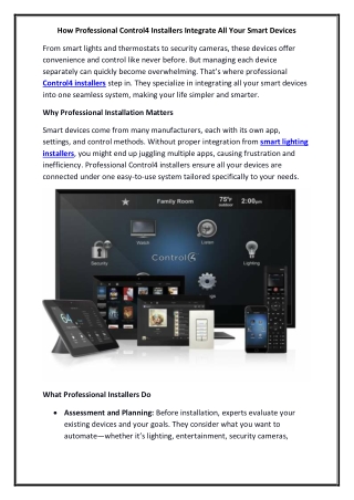 How Professional Control4 Installers Integrate All Your Smart Devices