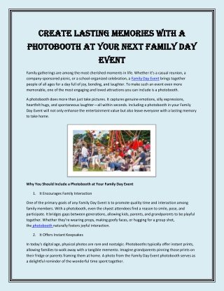 Create Lasting Memories with a Photobooth at Your Next Family Day Event
