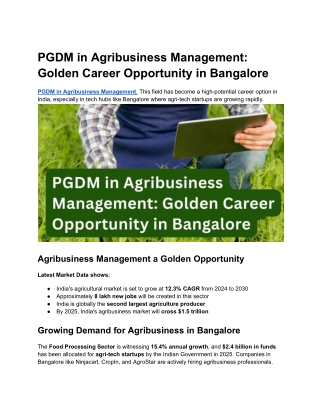 PGDM in Agribusiness Management_ Golden Career Opportunity in Bangalore