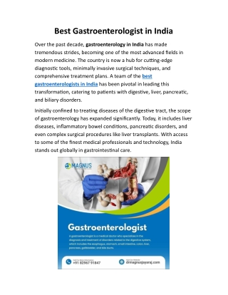 Best Gastroenterologist in India