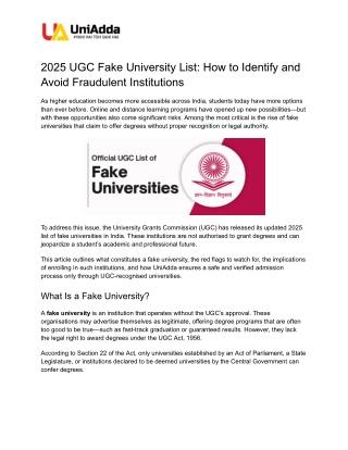 2025 UGC Fake University List: How to Identify and Avoid Fraudulent Institutions