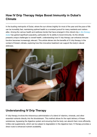 How IV Drip Therapy Helps Boost Immunity in Dubai’s Climate