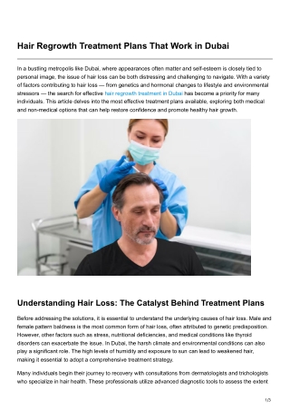 Hair Regrowth Treatment Plans That Work in Dubai