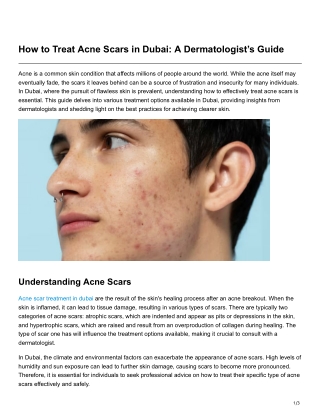 How to Treat Acne Scars in Dubai A Dermatologist’s Guide