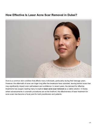 How Effective Is Laser Acne Scar Removal in Dubai