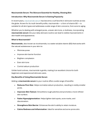 Niacinamide Serum The Skincare Essential for Healthy, Glowing Skin