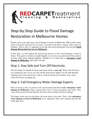 Step-by-Step Guide to Flood Damage Restoration in Melbourne Homes