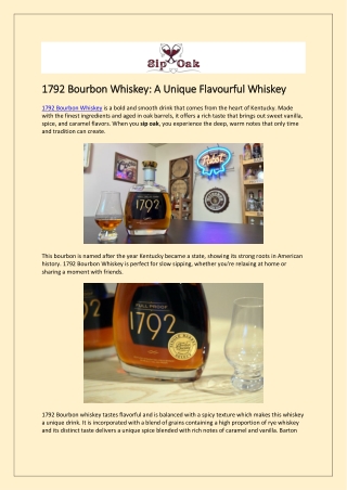 1792 Bourbon Whiskey: A Unique Flavourful Whiskey