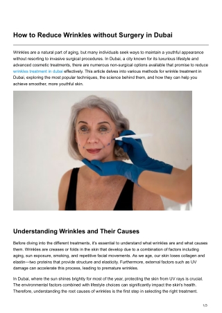 How to Reduce Wrinkles without Surgery in Dubai