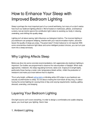 How to Enhance Your Sleep with Improved Bedroom Lighting