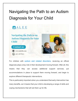 Navigating the Path to an Autism Diagnosis for Your Child