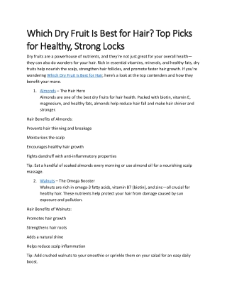 Which Dry Fruit Is Best for Hair? Top Picks for Healthy