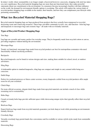 Recycled Material Shopping Bags That Make a Declaration!