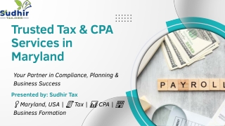 Top Tax Consultant in Maryland – Sudhir Tax