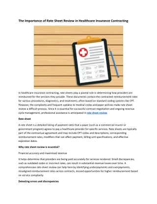 The Importance of Rate Sheet Review in Healthcare Insurance Contracting