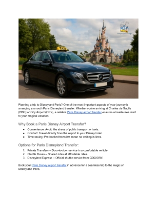 Paris Disney airport transfer