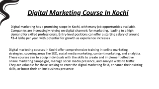 Digital marketing course in kochi