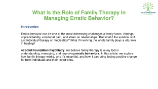 What Is the Role of Family Therapy in