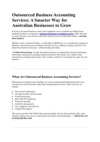 Business Accounting Services for Australian Businesses | Globus Prosourcing