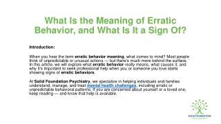 What Is the Meaning of Erratic Behavior,
