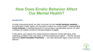 How Does Erratic Behavior Affect Our Mental Health