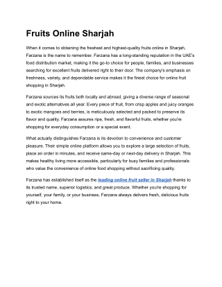 Fruits Online Sharjah