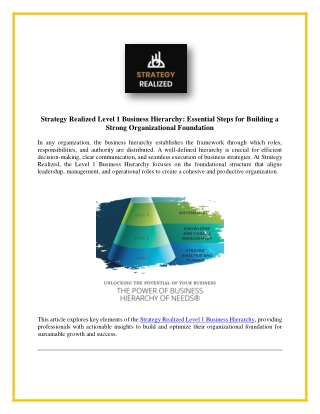 Strategy Realized Level 1 Business Hierarchy