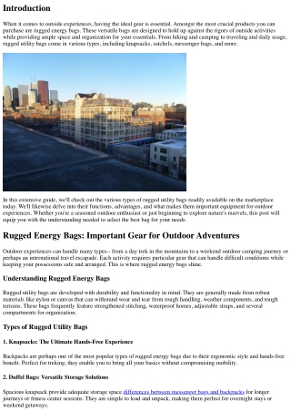 Rugged Utility Bags: Vital Gear for Outdoor Adventures