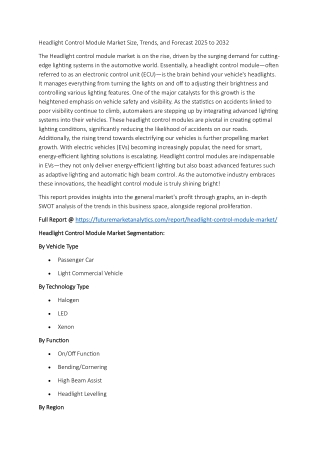 "Bright Horizons: Analyzing the Headlight Control Module Market Dynamics"