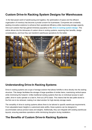 Custom Drive-In Racking System Designs for Warehouses