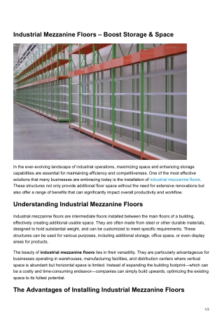 Industrial Mezzanine Floors – Boost Storage & Space