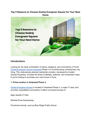 Godrej Evergreen Square: 1-3 BHK Homes in Hinjewadi