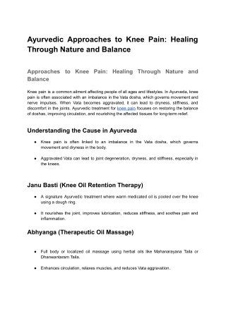 Ayurvedic Approaches to Knee Pain_ Healing Through Nature and Balance