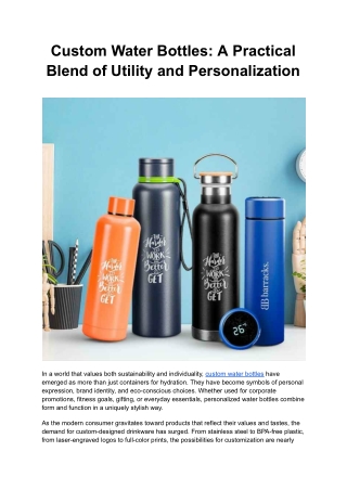 Custom Water Bottles_ A Practical Blend of Utility and Personalization