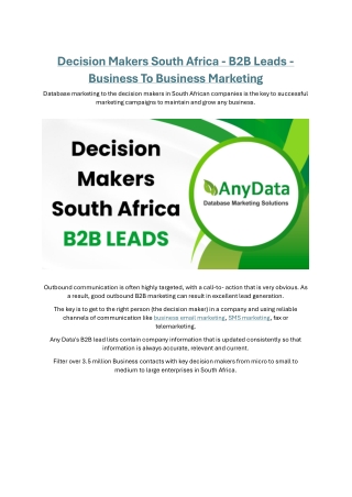 Decision Makers South Africa - Any Data