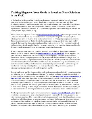 Crafting Elegance Guide to Premium Stone Solutions in UAE