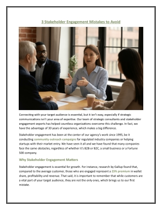 3 Stakeholder Engagement Mistakes to Avoid