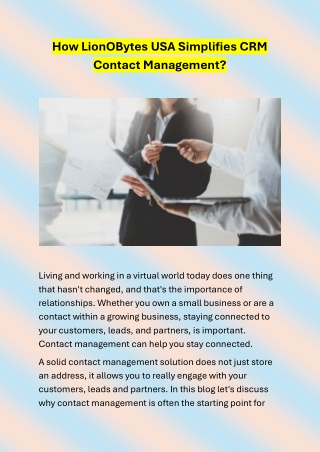 How LionOBytes USA Simplifies CRM Contact Management?