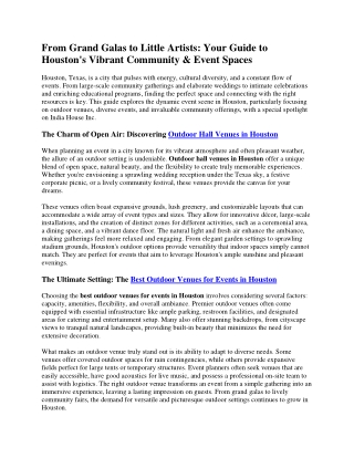 Guide to Houston's Vibrant Community & Event Spaces