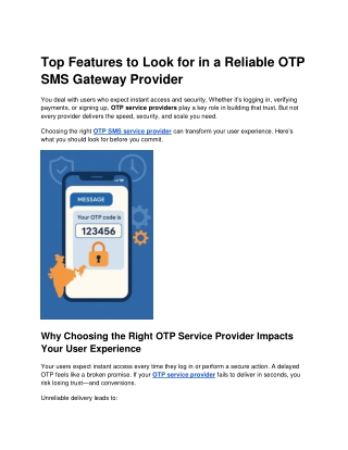 Top Features to Look for in a Reliable OTP SMS Gateway Provider