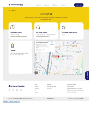 best pre school in dahisar | Universal High School Dahisar Contact Us