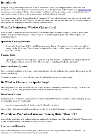 Demystifying the Special Soap Used by Professional Window Cleaners at Lakeland.